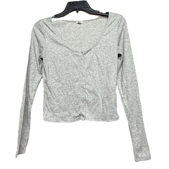 Garage Gray Fitted Crop Blouse Size Medium - Picture 1 of 4